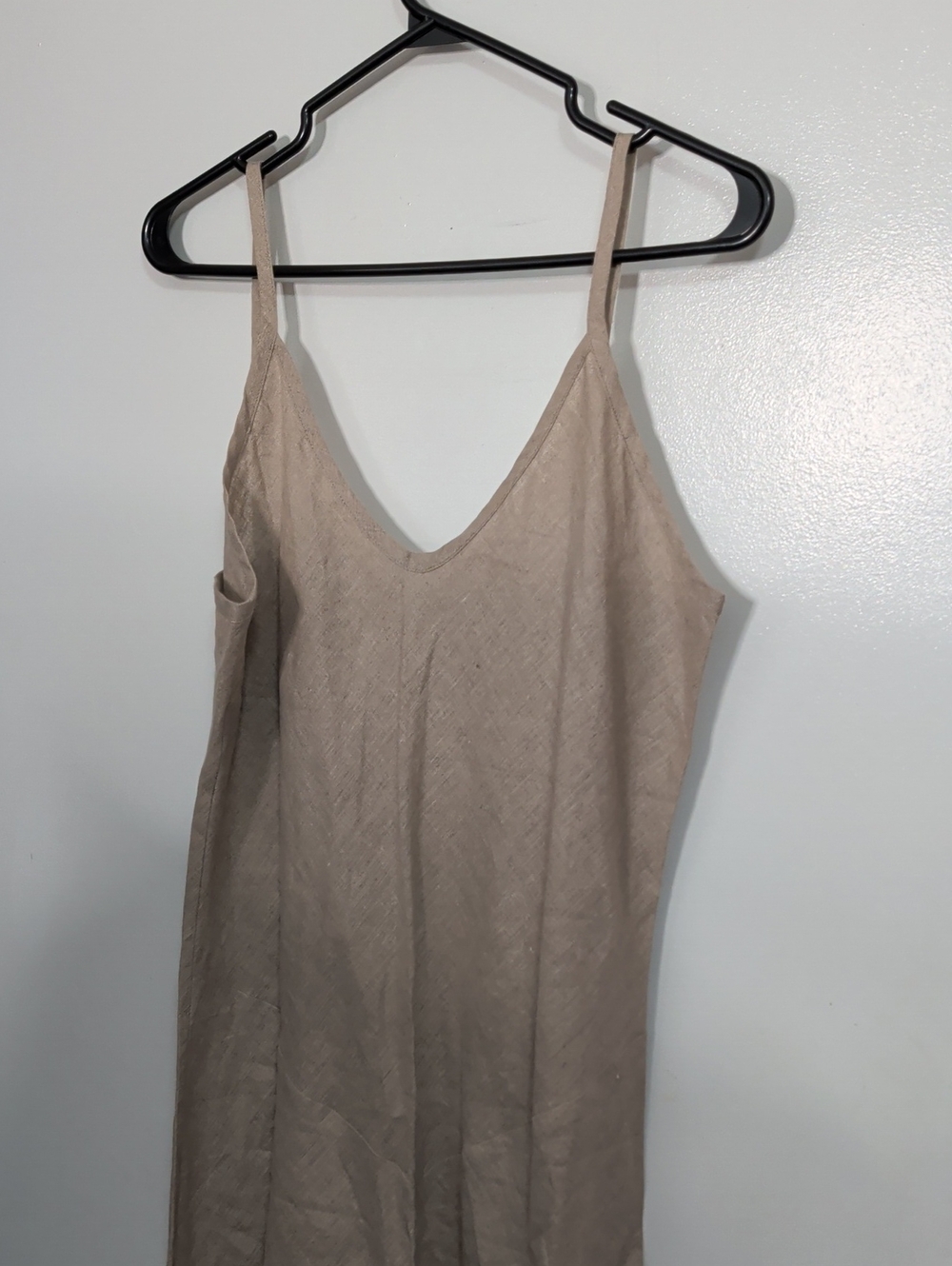CHRZASZCZ Canadian Linen Beige Maxi Slip Dress with Spaghetti Straps M/L